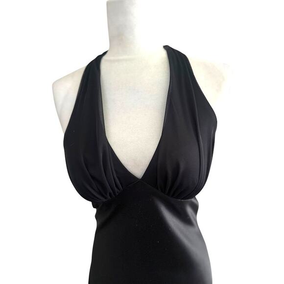 Vintage BMoss Dress Black Midi Halter Dress 6 Babydoll Y2K Whimsigoth Goth Hoco - Picture 4 of 11